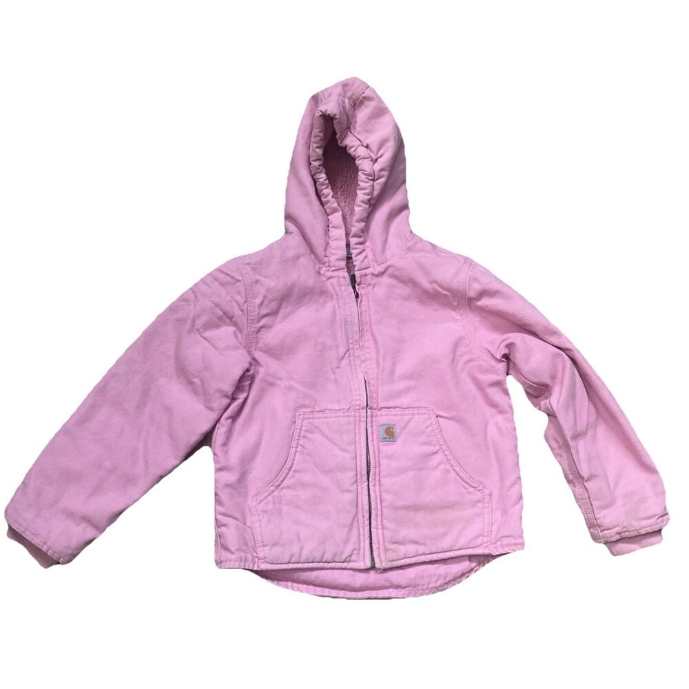 Carhartt Jacket Kids Pink Hooded Coat Toddler Infant Girls Canvas Zip Lined